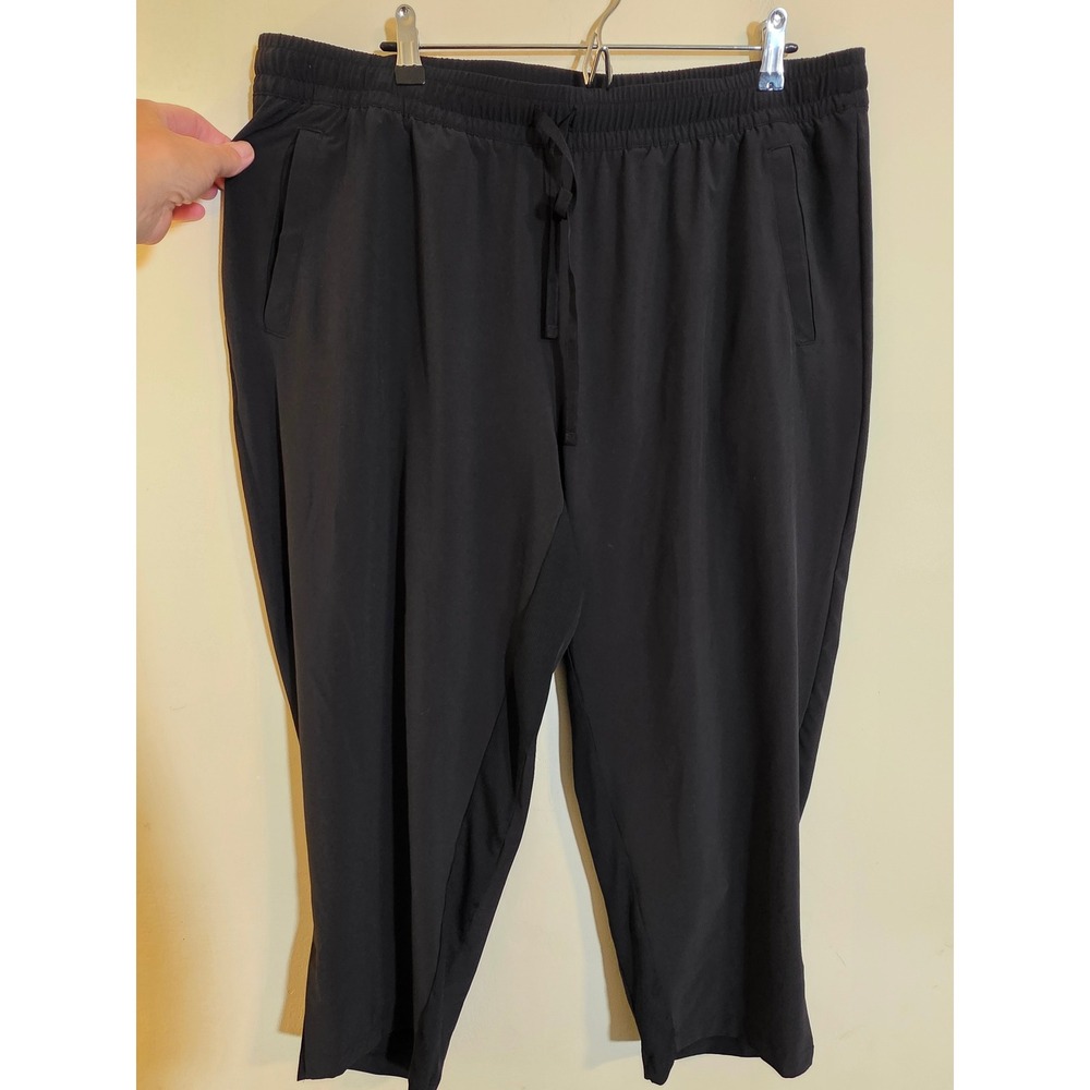 T by Talbots Black Activewear Cropped‎ Pants Elastic Waist Drawstring 2XP